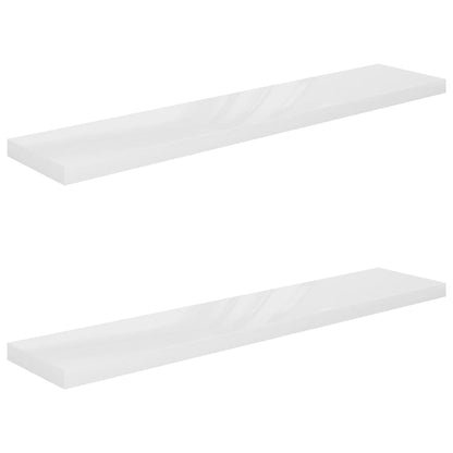 Scaffali a Parete 2 pz Bianco Lucido 120x23,5x3,8 cm in MDF