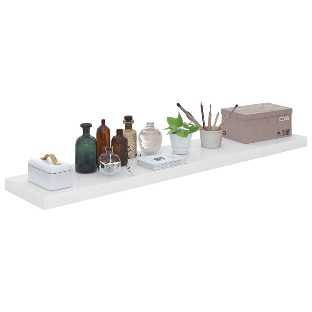 Scaffali a Parete 4 pz Bianco Lucido 120x23,5x3,8 cm in MDF