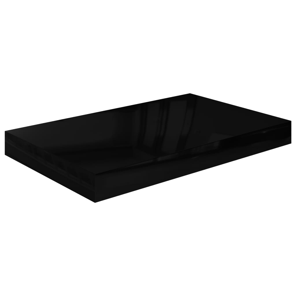 Scaffale a Parete Nero Lucido 40x23x3,8 cm in MDF