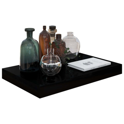 Scaffale a Parete Nero Lucido 40x23x3,8 cm in MDF