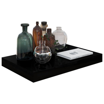 Scaffali a Parete 2 pz Nero Lucido 40x23x3,8 cm in MDF