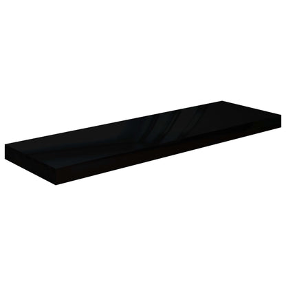 Scaffali a Parete 2 pz Nero Lucido 80x23,5x3,8 cm in MDF
