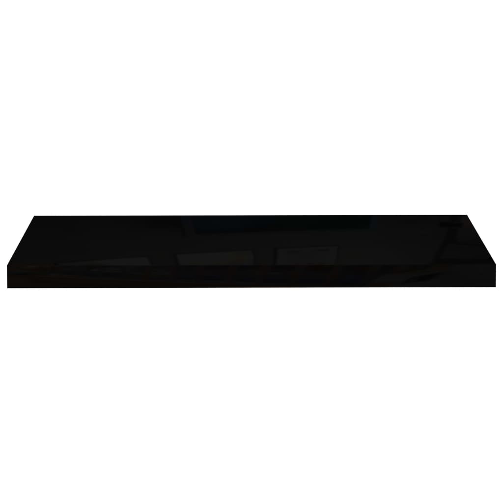Scaffali a Parete 2 pz Nero Lucido 80x23,5x3,8 cm in MDF