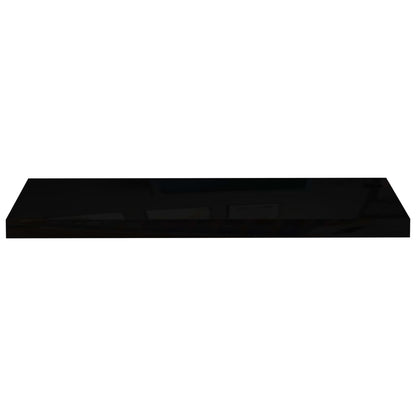 Scaffali a Parete 2 pz Nero Lucido 80x23,5x3,8 cm in MDF