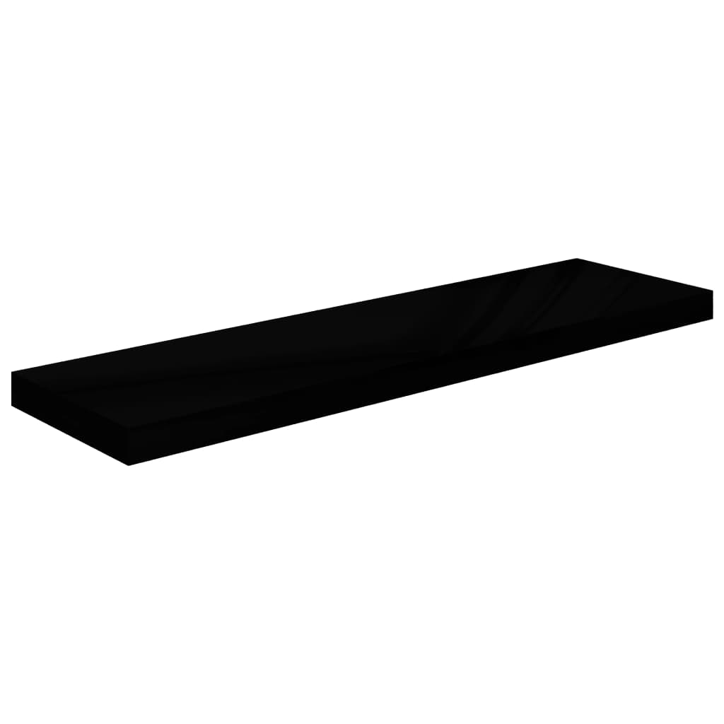 Scaffali a Parete 2 pz Nero Lucido 90x23,5x3,8 cm in MDF