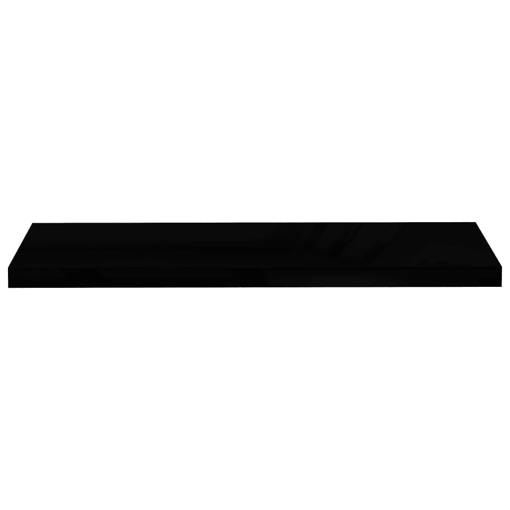 Scaffali a Parete 2 pz Nero Lucido 90x23,5x3,8 cm in MDF