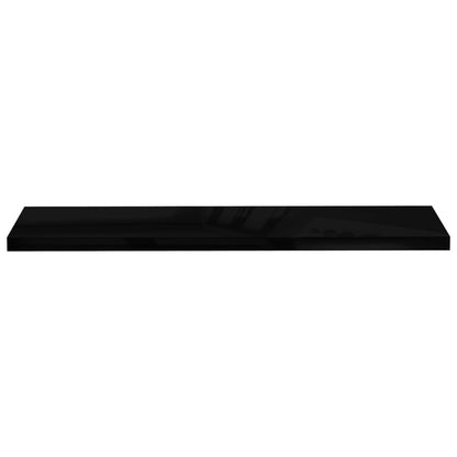 Scaffali a Parete 2 pz Nero Lucido 120x23,5x3,8 cm in MDF