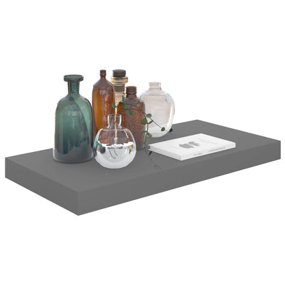 Scaffali a Parete 2 pz Grigio Lucido 50x23x3,8 cm in MDF