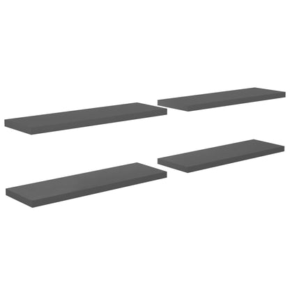 Scaffali a Parete 4 pz Grigio Lucido 120x23,5x3,8 cm in MDF