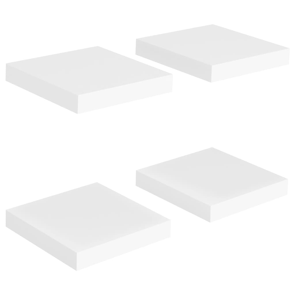 Scaffali a Parete 4 pz Bianchi 23x23,5x3,8 cm in MDF