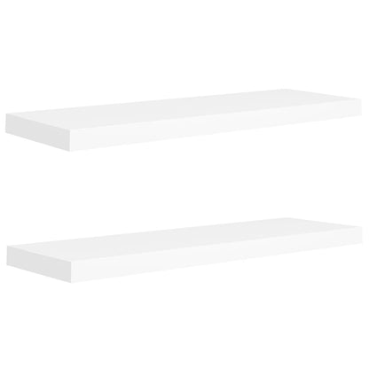 Scaffali a Parete 2 pz Bianchi 80x23,5x3,8 cm in MDF