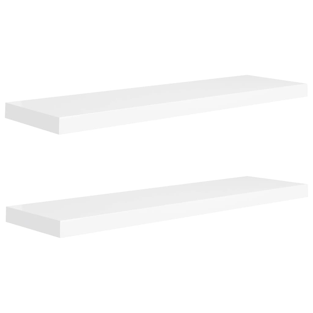 Scaffali a Parete 2 pz Bianchi 90x23,5x3,8 cm in MDF