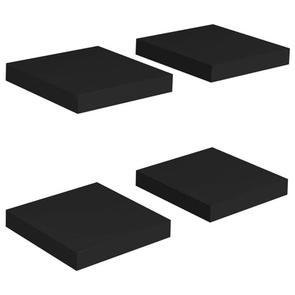 Scaffali a Parete 4 pz Neri 23x23,5x3,8 cm in MDF