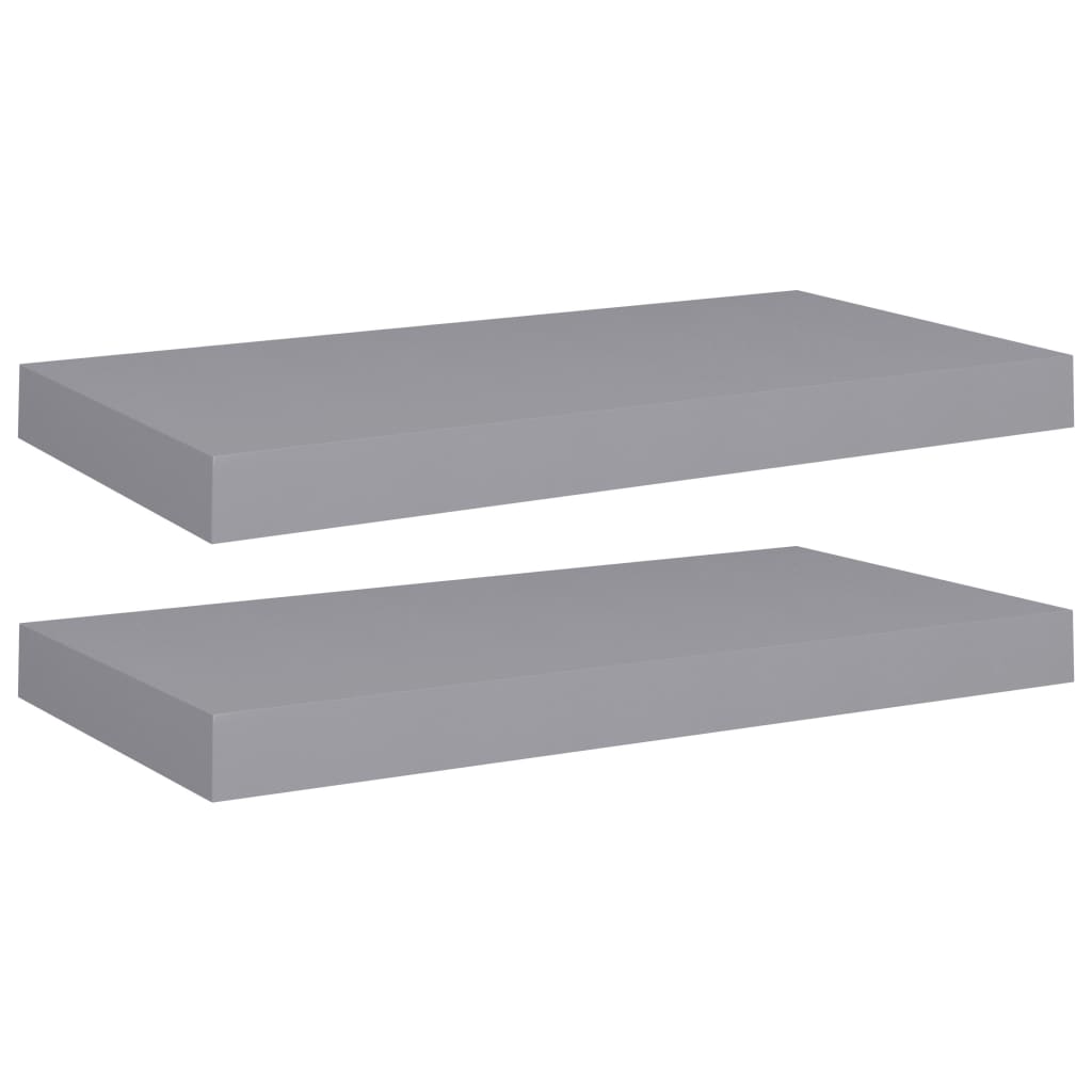 Scaffali a Parete 2 pz Grigi 50x23x3,8 cm in MDF