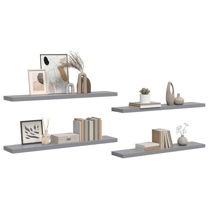 Scaffali a Parete 2 pz Grigi 120x23,5x3,8 cm in MDF