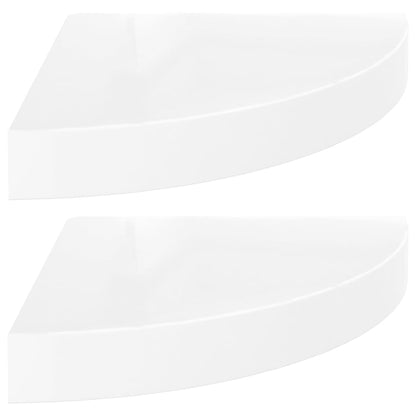 Scaffali Angolari a Parete 2 pz Bianco Lucido 25x25x3,8 cm MDF