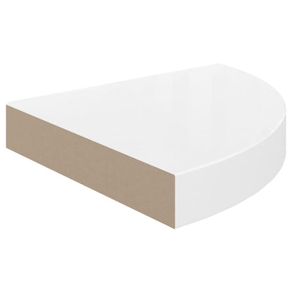 Scaffali Angolari a Parete 2 pz Bianco Lucido 25x25x3,8 cm MDF