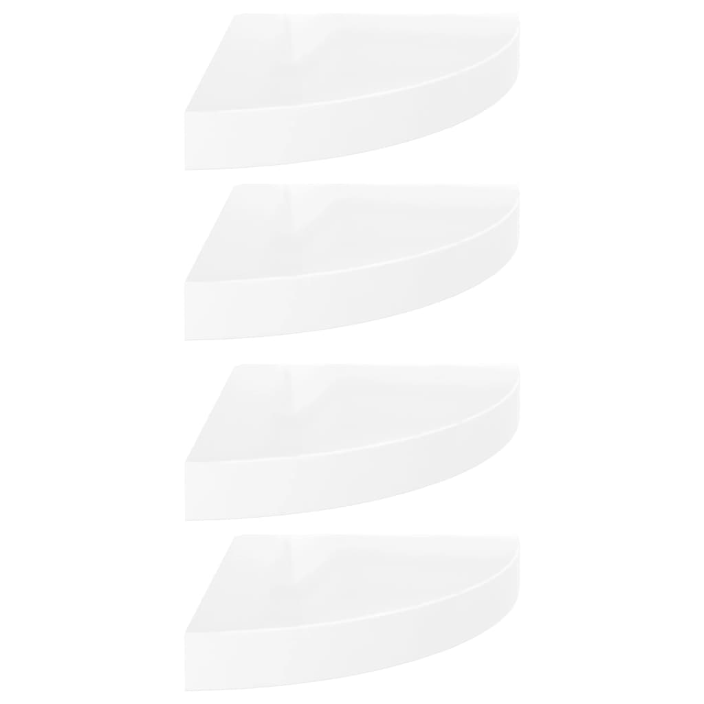 Scaffali Angolari a Parete 4 pz Bianco Lucido 25x25x3,8 cm MDF