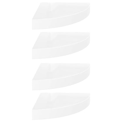 Scaffali Angolari a Parete 4 pz Bianco Lucido 25x25x3,8 cm MDF