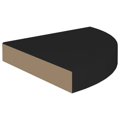 Scaffali Angolari a Parete 2 pz Neri 25x25x3,8 cm in MDF