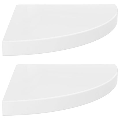 Scaffali Angolari a Parete 2 pz Bianco Lucido 35x35x3,8 cm MDF