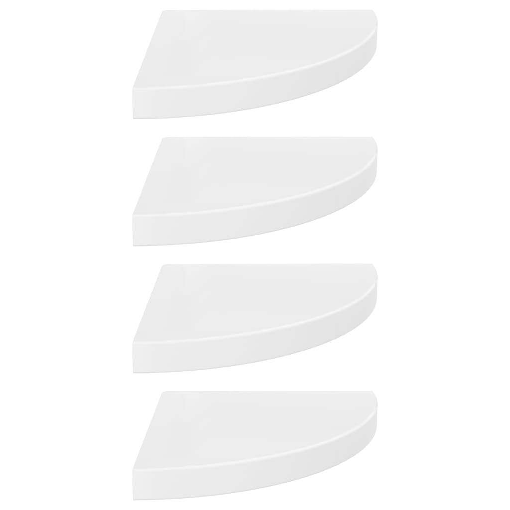 323909 Floating Corner Shelves 4 pcs High Gloss White 35x35x3,8 cm MDF