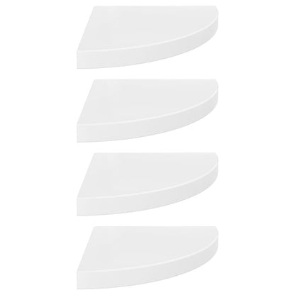 323909 Floating Corner Shelves 4 pcs High Gloss White 35x35x3,8 cm MDF