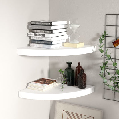 Scaffali Angolari a Parete 2 pz Bianchi 35x35x3,8 cm in MDF