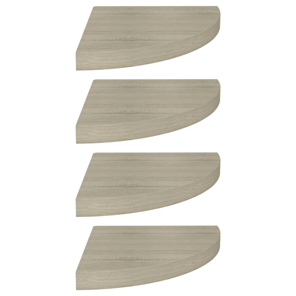 Scaffali Angolari a Parete 4 pz Rovere 35x35x3,8 cm in MDF