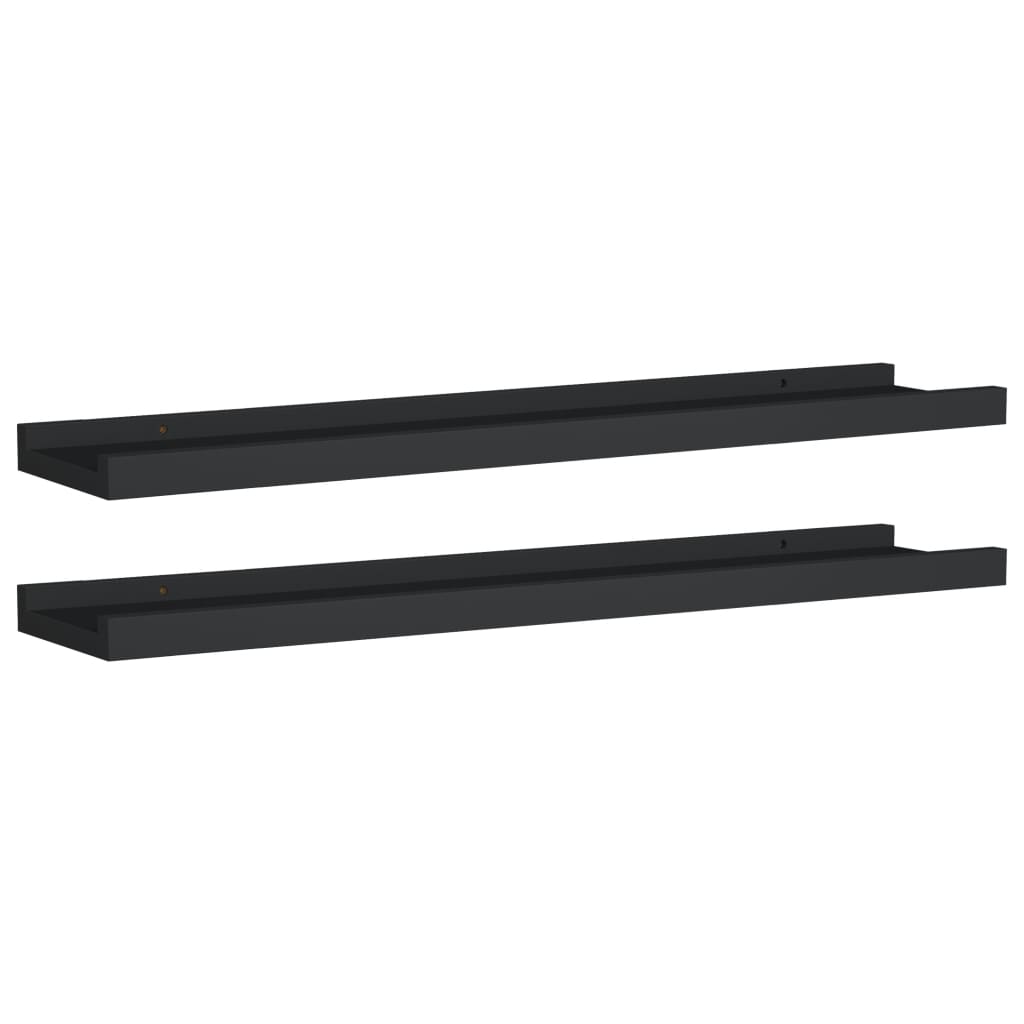 Mensole con Sporgenza 2 pz Nere 60x9x3 cm MDF