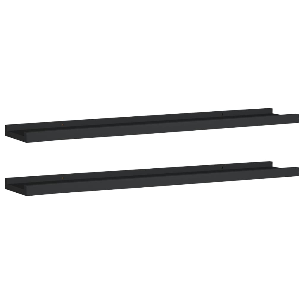 Mensole Loggia per Foto 2 pz Nere 80x9x3 cm in MDF