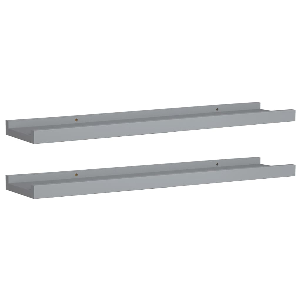 Mensole Loggia per Foto 2 pz Grigie 60x9x3 cm in MDF