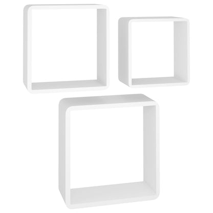 Mensole a Cubo da Parete 3 pz Bianche in MDF