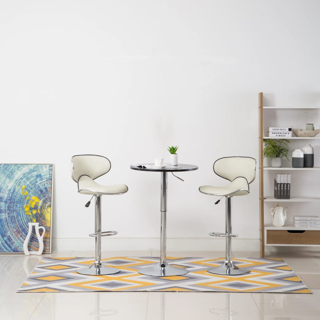 323647 Bar Stools 2 pcs Cream Faux Leather