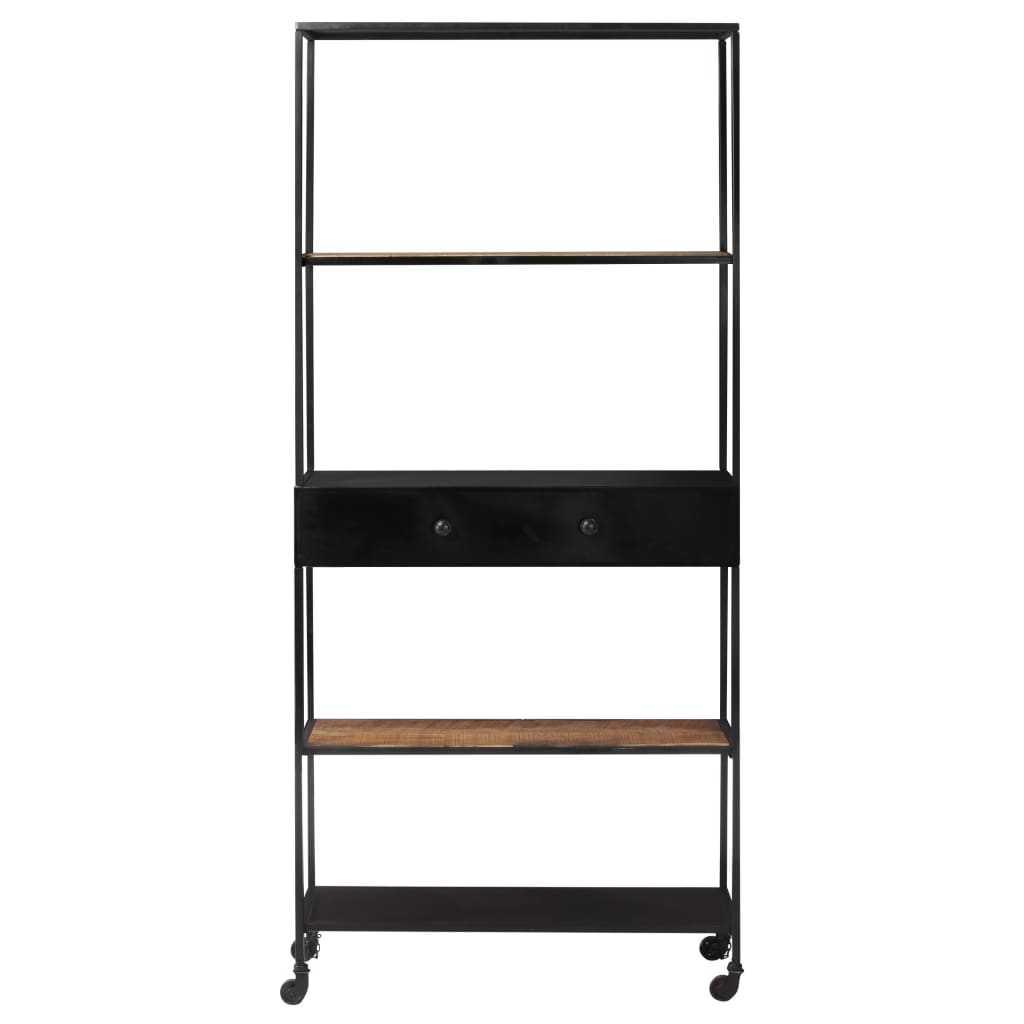 Libreria 80x35x180 cm in Legno di Mango Grezzo e Ferro