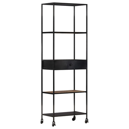 Libreria 60x35x180 cm in Legno di Mango Grezzo e Ferro