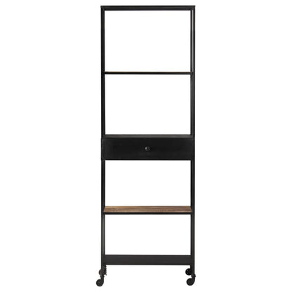 Libreria 60x35x180 cm in Legno di Mango Grezzo e Ferro