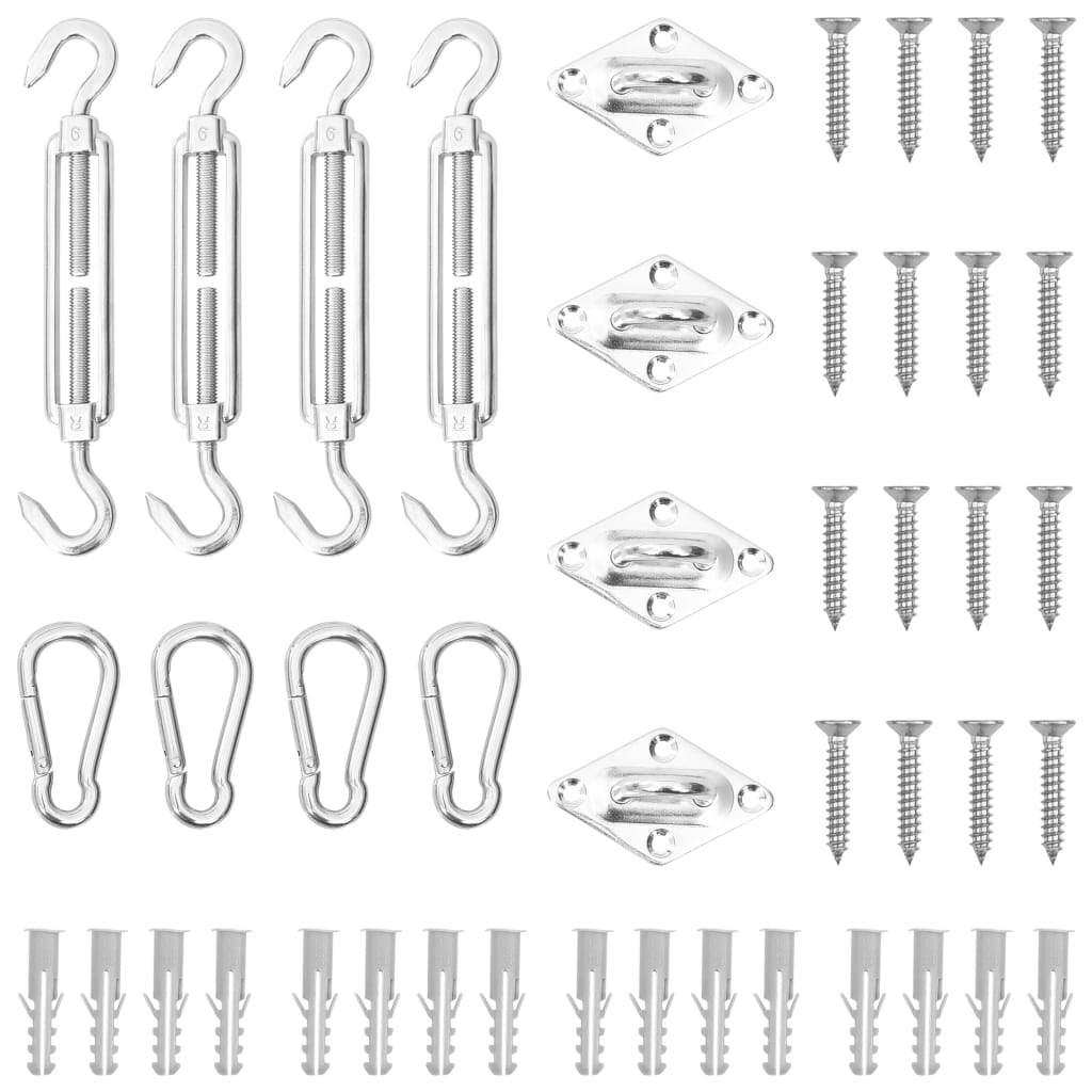 Set Accessori per Vela Parasole 12 pz in Acciaio Inossidabile