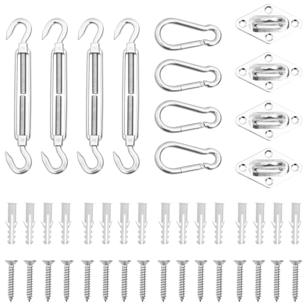 Set Accessori per Vela Parasole 12 pz in Acciaio Inossidabile