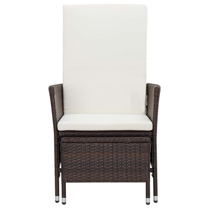 Sedia da Giardino Reclinabile con Cuscino in Polyrattan Marrone