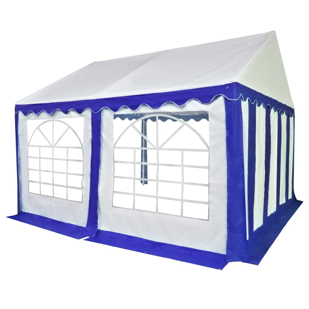 Gazebo da Giardino in PVC 3x4 m Blu e Bianco