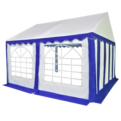 Gazebo da Giardino in PVC 3x4 m Blu e Bianco