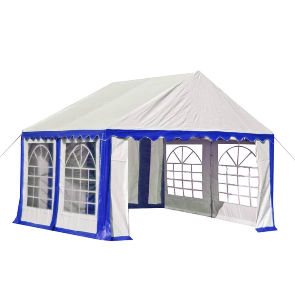 Gazebo da Giardino in PVC 3x4 m Blu e Bianco
