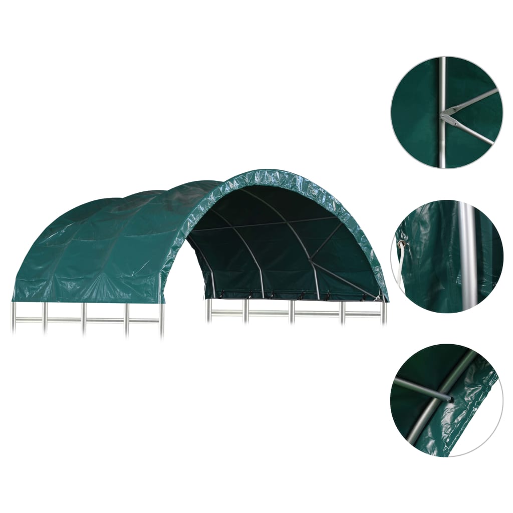 Tenda per Bestiame in PVC 3,7x3,7 m Verde