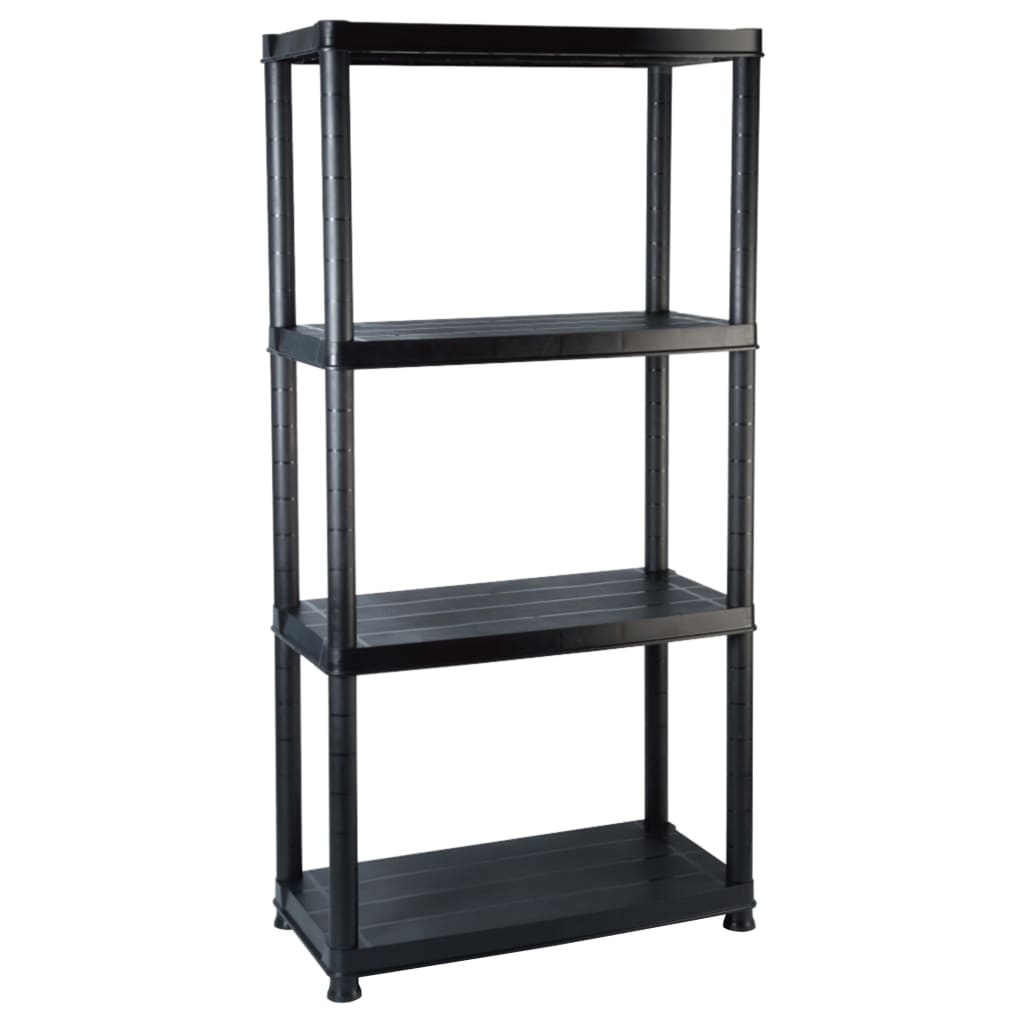Scaffale a 4 Ripiani Nero 61x30,5x130 cm in Plastica