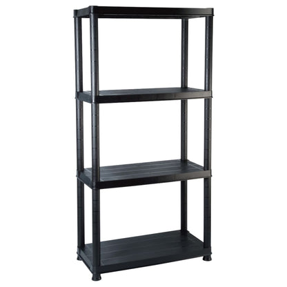 Scaffale a 4 Ripiani Nero 61x30,5x130 cm in Plastica