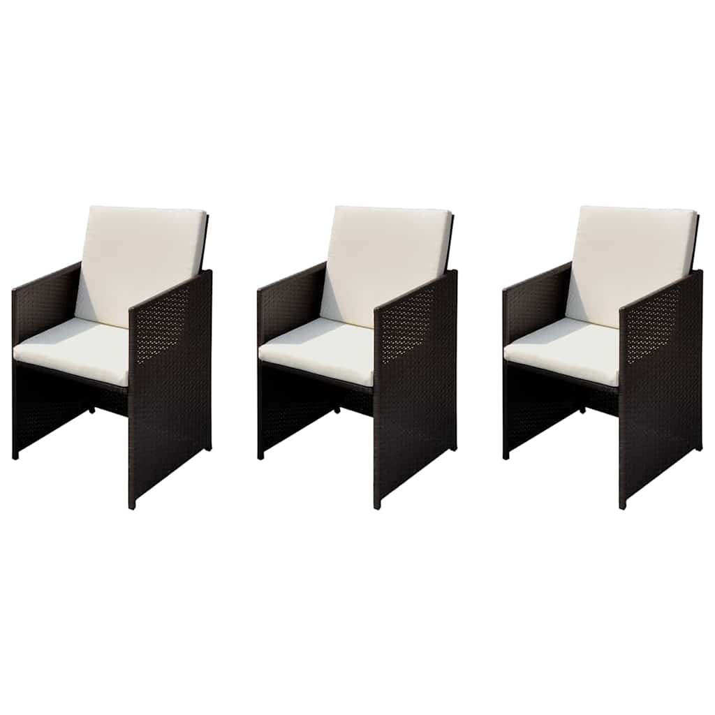 Sedie da giardino 3 pcs Marrone 56 x 52 x 87 cm Poly Rattan