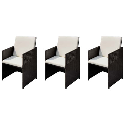 Sedie da giardino 3 pcs Marrone 56 x 52 x 87 cm Poly Rattan