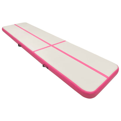 Tappetino Ginnastica Gonfiabile con Pompa 600x100x15cm PVC Rosa