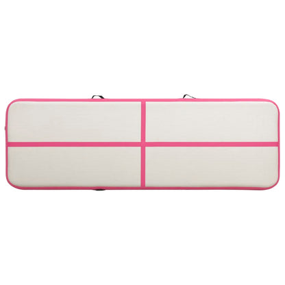 Tappetino Ginnastica Gonfiabile con Pompa 400x100x20cm PVC Rosa